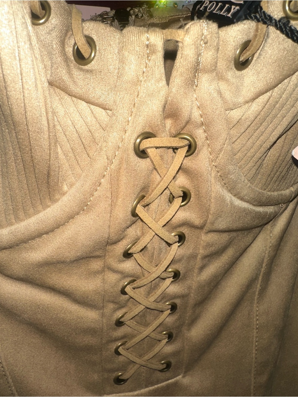 Oh Polly Tan Lace-Up Bustier Mini Dress - Picture 4 of 4